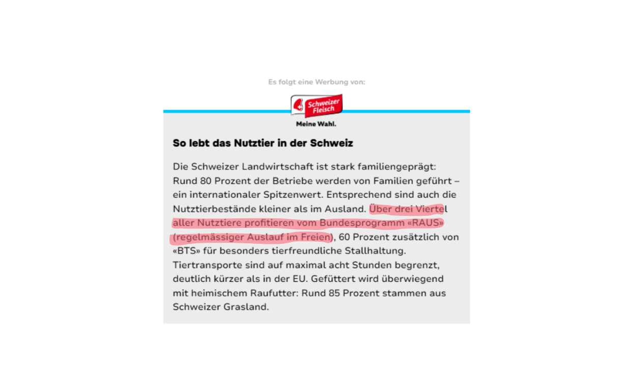 Irreführende Werbung: Lauterkeitsbeschwerde gegen Proviande gutgeheissen
